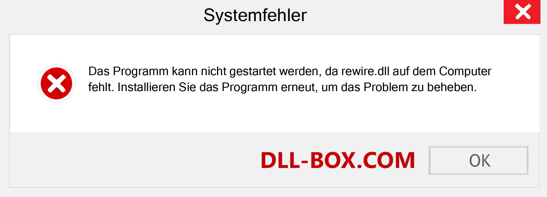 rewire.dll-Datei fehlt?. Download für Windows 7, 8, 10 - Fix rewire dll Missing Error unter Windows, Fotos, Bildern